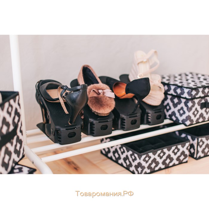 Подставка для хранения обуви регулируемая, 26×10×6 см, цвет чёрный