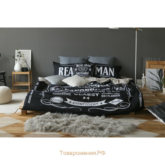 Постельное бельё "" 1.5 сп Real Man 143х215 см,150х214 см, 50х70+3 - 2 шт