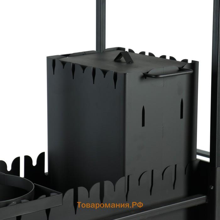 Мангал «Замок»/01, 130×61.5×235 см, с крышей, с местом под казан