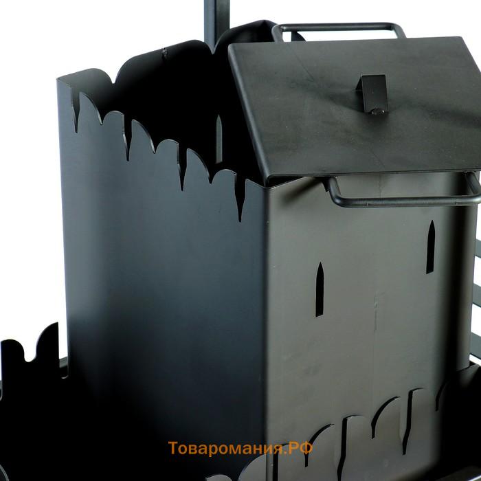 Мангал «Замок»/01, 130×61.5×235 см, с крышей, с местом под казан
