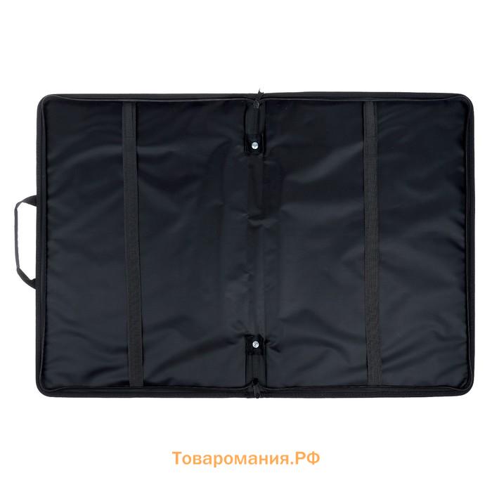 Папка для чертежей и рисунков для художников А3, 470 х 350 х 40 мм, с ручками, каркасная, текстильная, "Вдохновение" 1B31, карман, чёрная