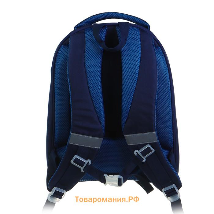 Рюкзак каркасный школьный, 37 х 28 х 19 см, Calligrata К "Крутой космос", синий