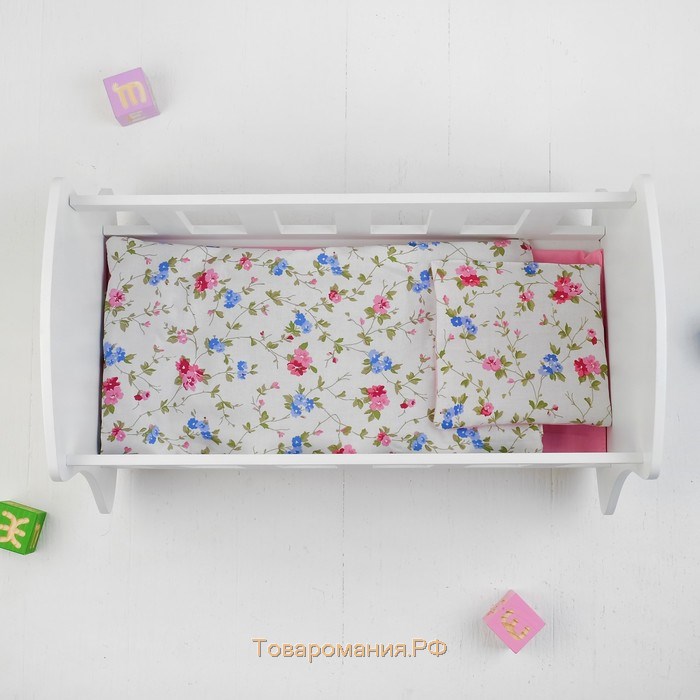 Кроватка – люлька «Люлилю» белая, с постельным бельём, МИКС
