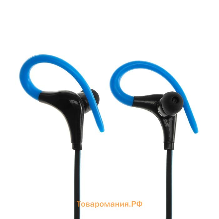 Наушники спортивные беспроводные, VBT 1.12, вакуумные, Bluetooth 4.1, с микрофоном, 80 мАч, чёрно-синие