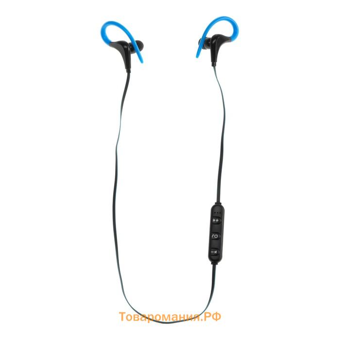Наушники спортивные беспроводные, VBT 1.12, вакуумные, Bluetooth 4.1, с микрофоном, 80 мАч, чёрно-синие