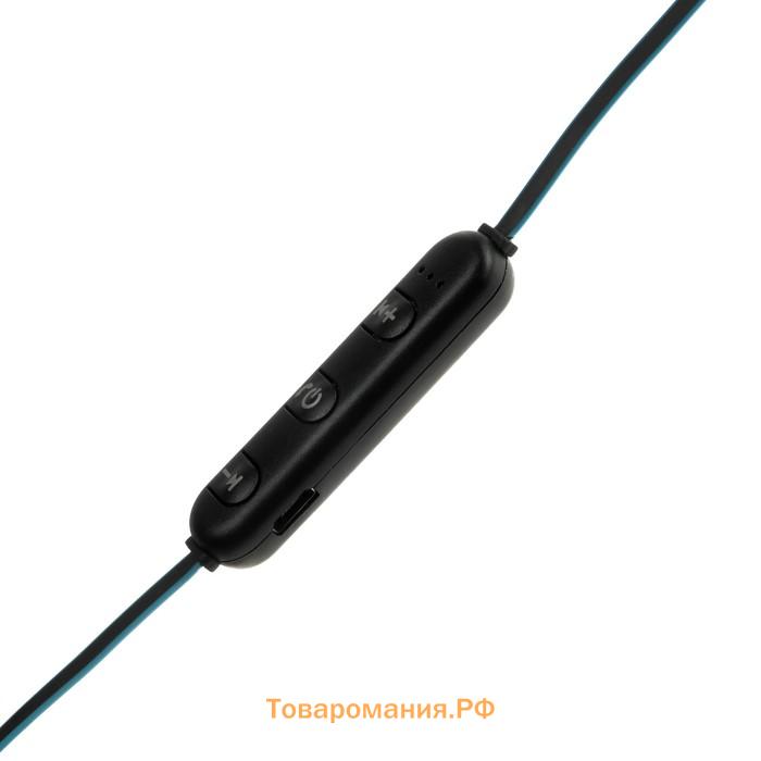 Наушники спортивные беспроводные, VBT 1.12, вакуумные, Bluetooth 4.1, с микрофоном, 80 мАч, чёрно-синие
