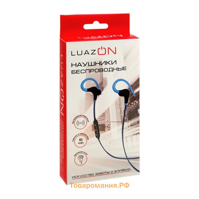 Наушники спортивные беспроводные, VBT 1.12, вакуумные, Bluetooth 4.1, с микрофоном, 80 мАч, чёрно-синие