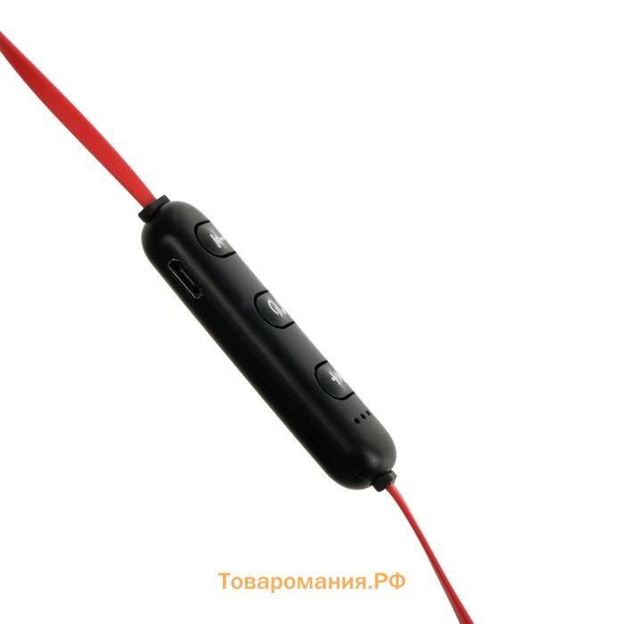 Наушники спортивные беспроводные, магнитные, VBT 1.30, вакуумные, Bluetooth 4.1, с микрофоном, 80 мАч, чёрно-красные