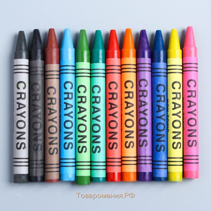 Восковые карандаши, набор 12 цветов, высота 8 см, диаметр 0,8 см, Маша и медведь