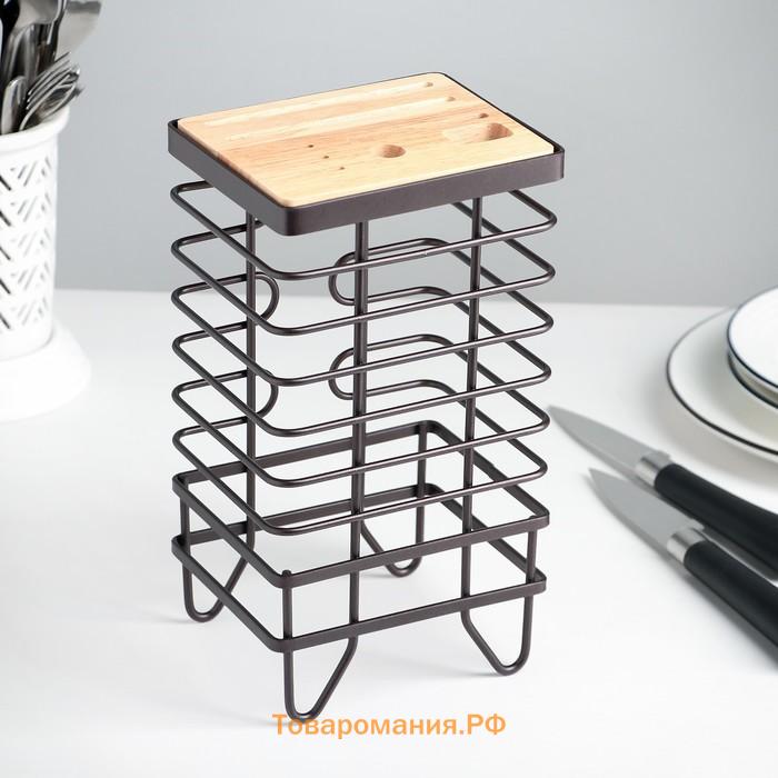 Подставка для ножей  «Лофт», 13×10.5×23 см, коричневая