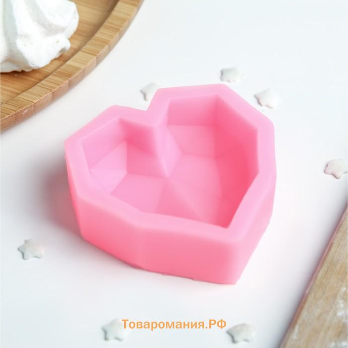 Молд  «Сердце», силикон, 7.5×7.5×2.5 см, розовый