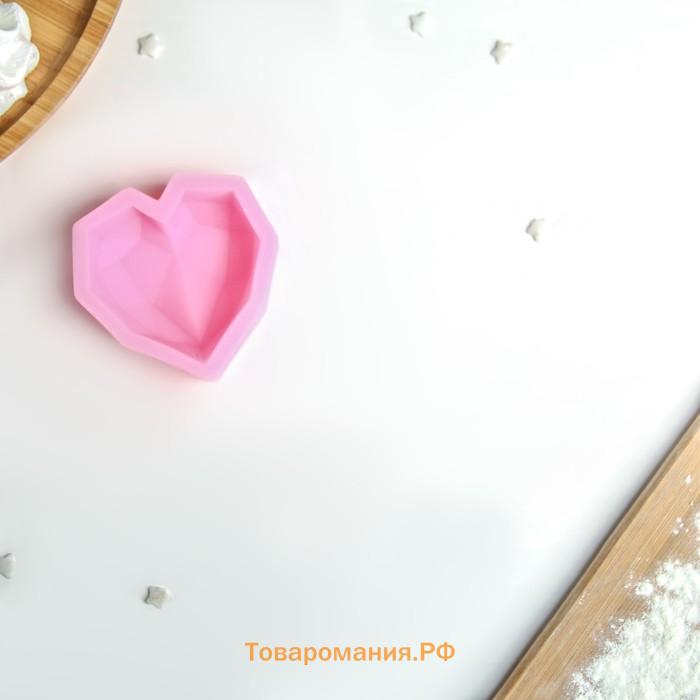 Молд  «Сердце», силикон, 7.5×7.5×2.5 см, розовый