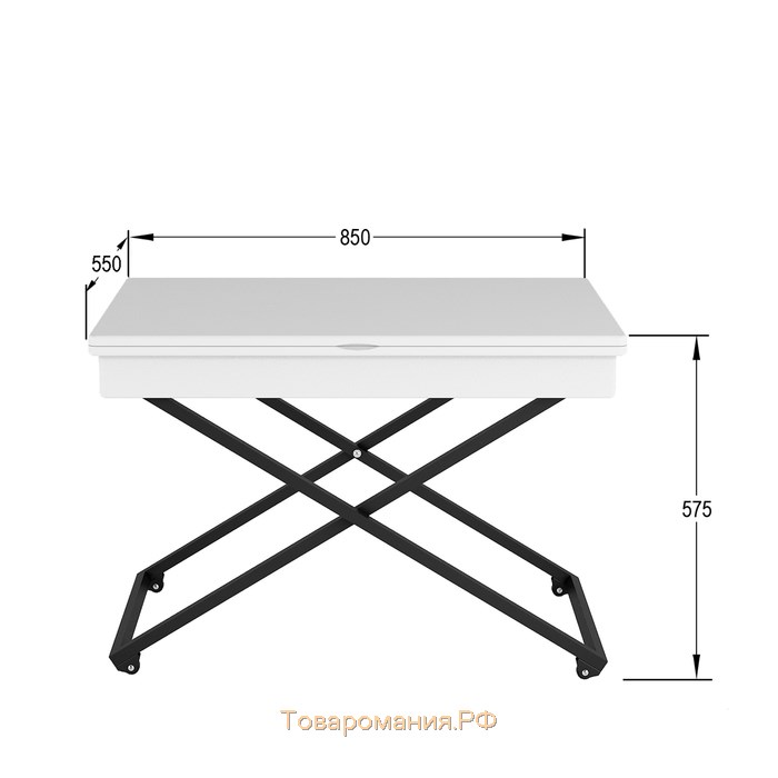 Стол трансформируемый «Андрэ Loft», 850 (1100) × 550 (850) × 400 (725) мм, ЛДСП, белый