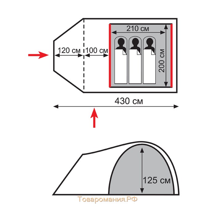 Totem палатка Carriage 3 (V2), цвет зелёный