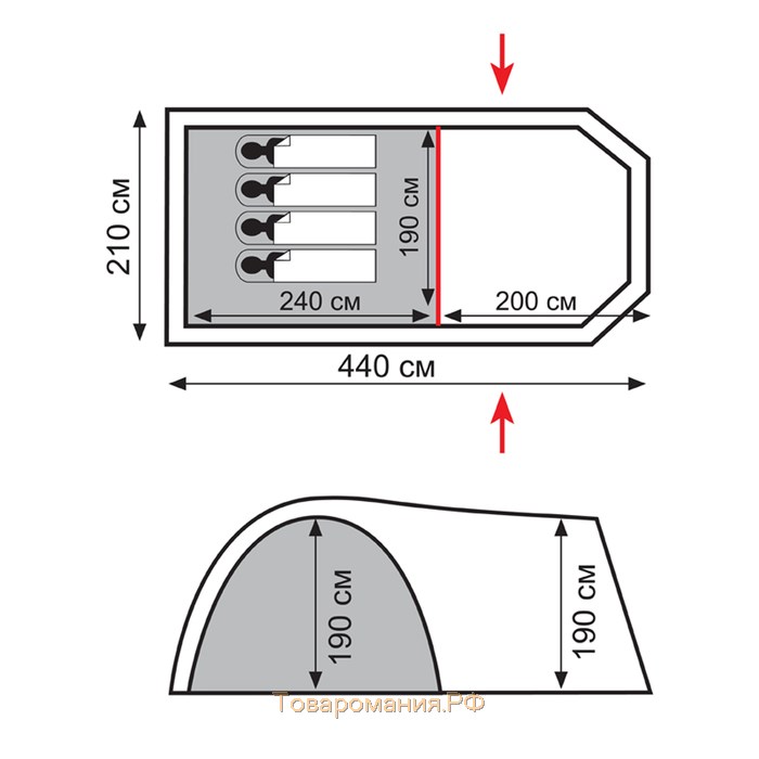 Totem палатка Catawba 4 (V2), цвет зелёный