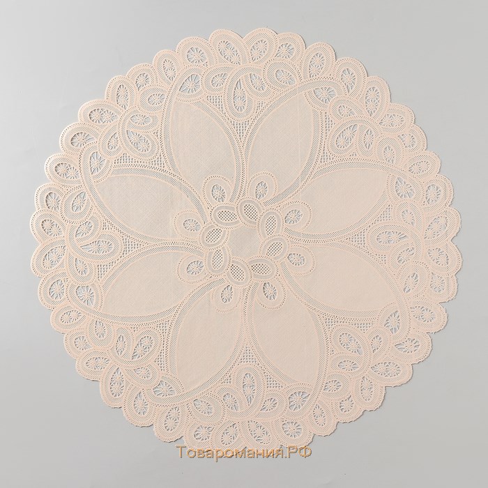 Салфетка ажурная «Цветок», 38×38 см, цвет бежевый