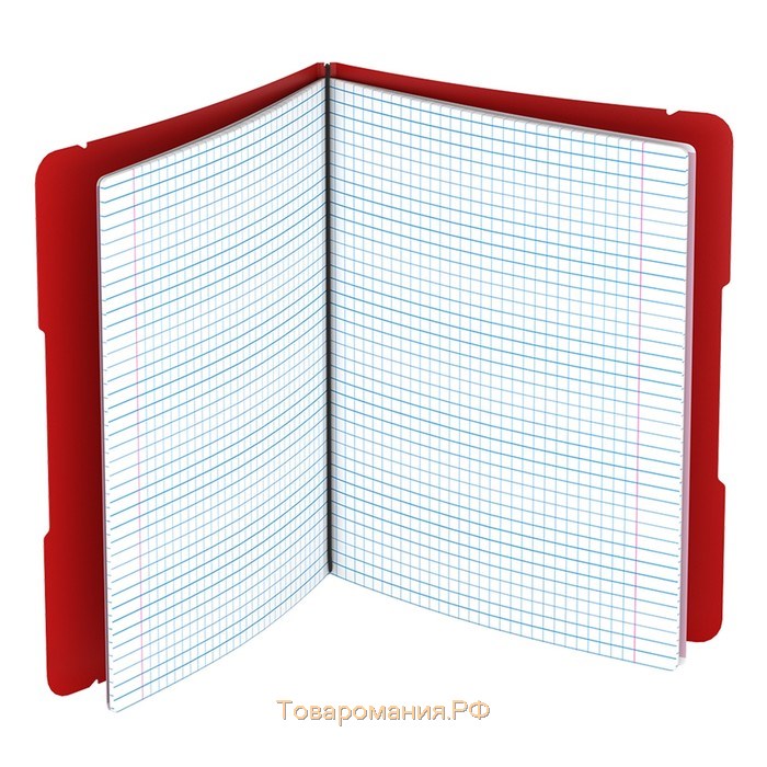 Тетрадь А5+, 48 листов в клетку ErichKrause "FolderBook", съёмная пластиковая обложка, на резинках, блок офсет, белизна 100%, красная