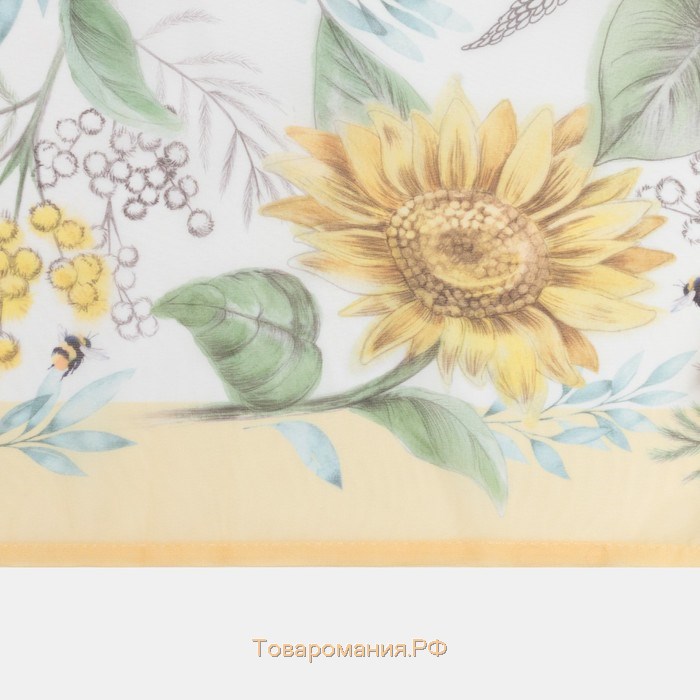 Тюль с подхватом и ламбрекеном «Солнечные цветы», 250×200 см, 100% п/э, вуаль