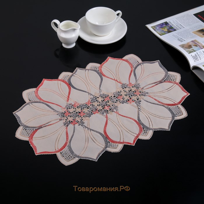 Салфетка ажурная для стола «Цветок», 45×30 см, цвет белый