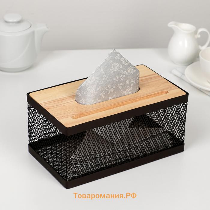 Салфетница «Эстетика», 21×12×10 см, коричневая