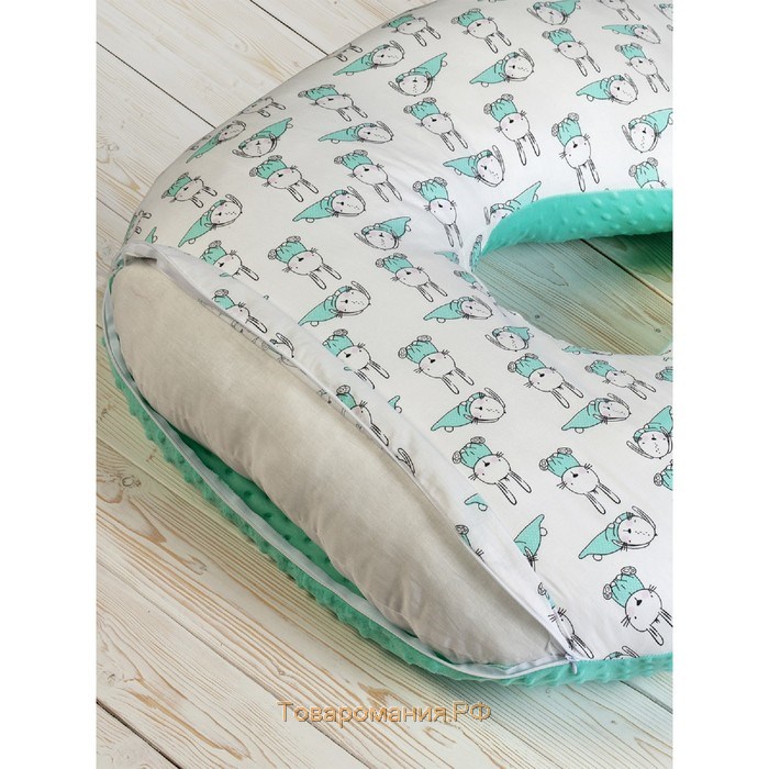 Подушка для беременных анатомическая, размер 72 × 340 см, зайчик, мятный