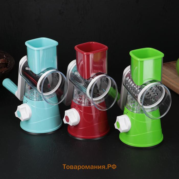 Овощерезка барабанная механическая  Mandoline Slicer, 3 насадки, зелёная