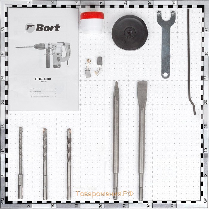 Перфоратор Bort BHD-1500, 1300 Вт, SDS+, 6.5 Дж, 3 режима, 3800 уд/мин, регулировка скорости   48144