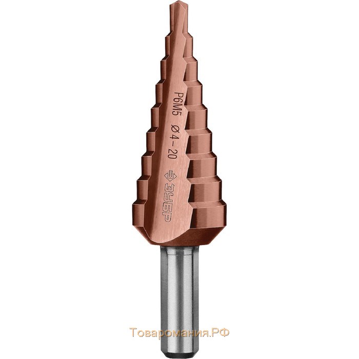 Сверло ступенчатое "ЗУБР" 29672-4-20-9_z01, 4-20 мм, 9 ступеней, трехгранный хвостовик