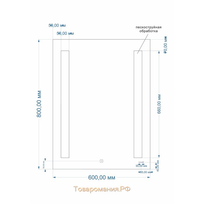 Зеркало Cersanit LED 020 Base, с подсветкой, 60х80 см