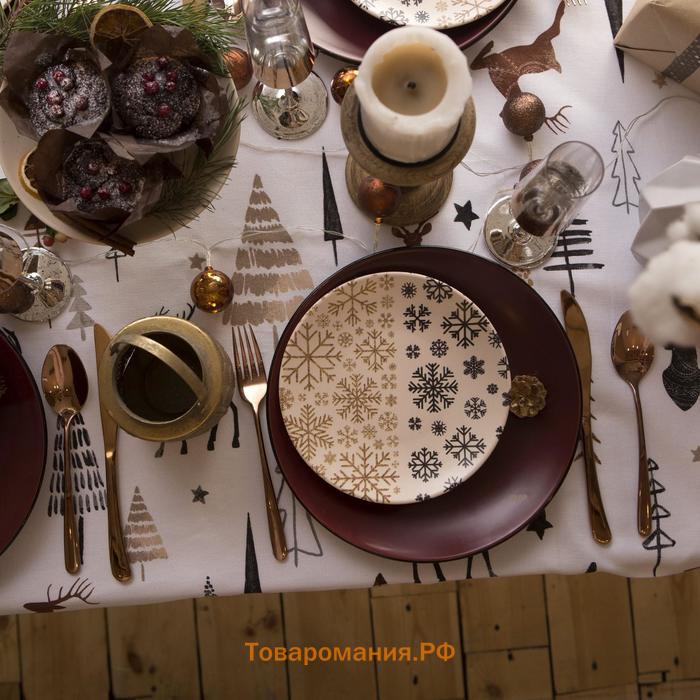 Скатерть "Доляна" X-Mas 146х110+/- 3см, 100%хл, рогожка 164 г/м2