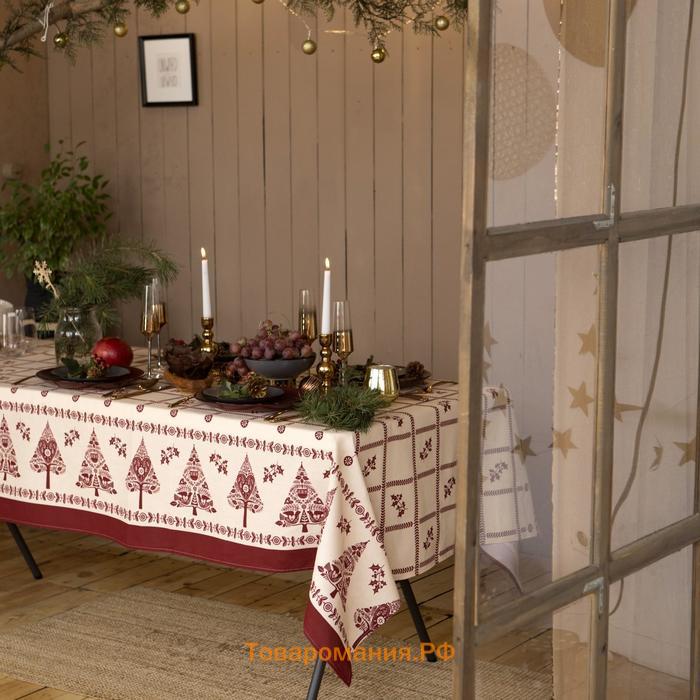 Скатерть новогодняя "" Merry Christmas 146х110+/- 3см, 100%хл, рогожка 164 г/м2