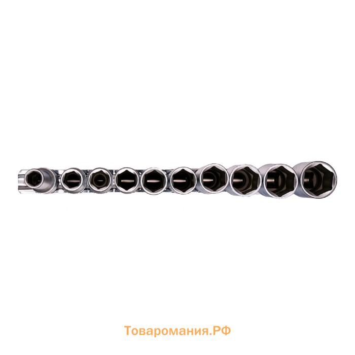 Набор торцевых головок STELS 13603, 1/2", шестигранные, удлиненные, CrV, 10-22 мм, 10 шт.