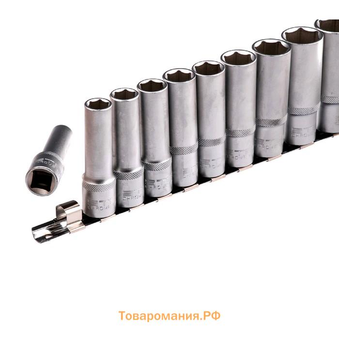 Набор торцевых головок STELS 13603, 1/2", шестигранные, удлиненные, CrV, 10-22 мм, 10 шт.