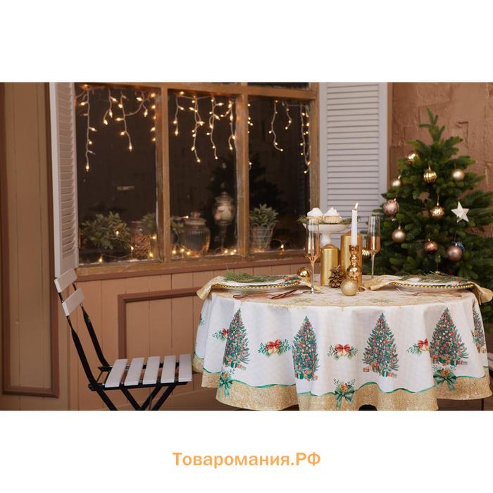 Скатерть новогодняя  Golden Christmas d=150 +/- 3см с ГМВО, 100% хлопок, саржа 190 гр/м2