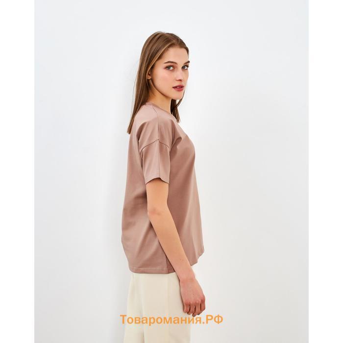 Футболка женская однотонная MINAKU REGULAR FIT: коричневая, р-р 52