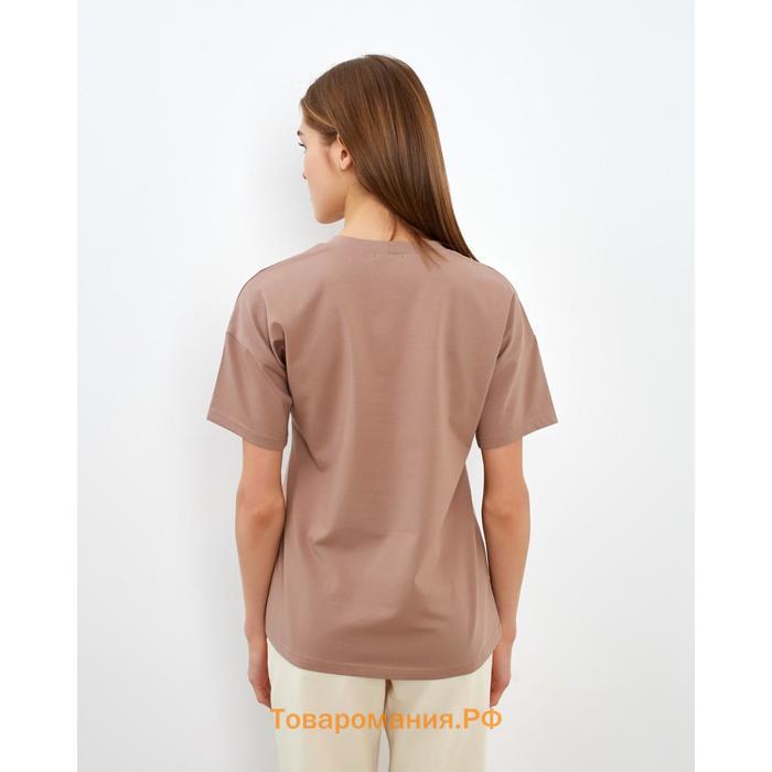Футболка женская однотонная MINAKU REGULAR FIT: коричневая, р-р 52