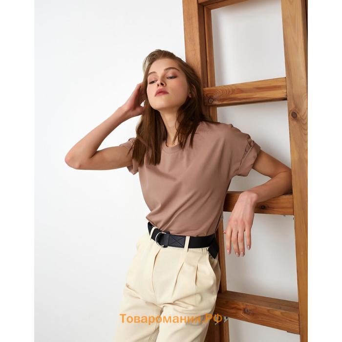 Футболка женская однотонная MINAKU REGULAR FIT: коричневая, р-р 52