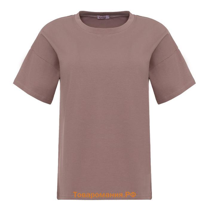Футболка женская однотонная MINAKU REGULAR FIT: коричневая, р-р 52