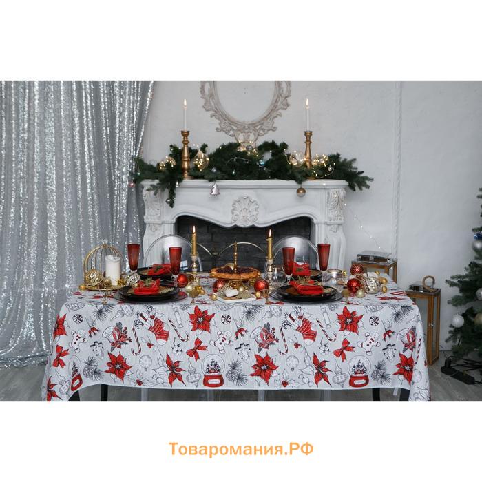 Скатерть новогодняя "" Новогоднее настроение 250х149 см, 100% хлопок, 164 г/м2