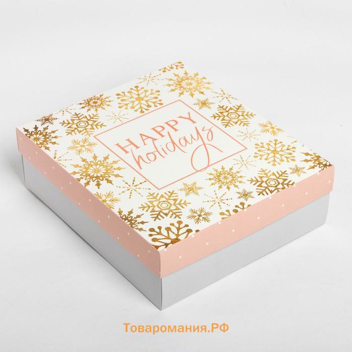 Подарочный набор новогодний "Happy holidays" полотенце и акс