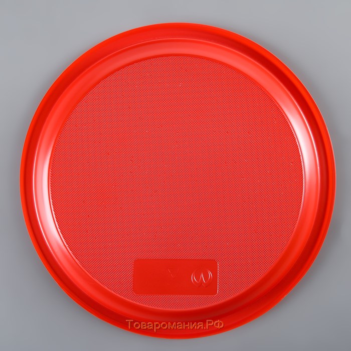Тарелки одноразовые, d= 21 см, цвет красный, 12 шт/уп