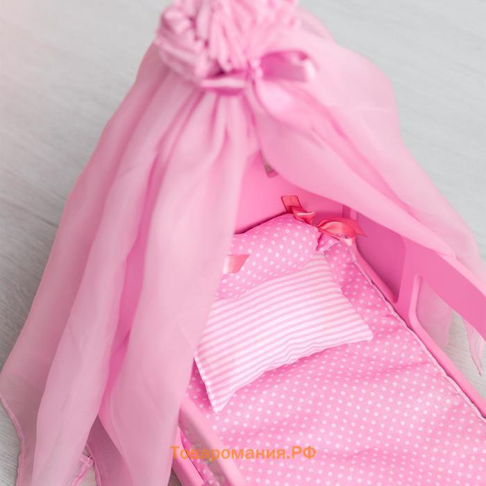 Кроватка для кукол с постельным бельем и балдахином, коллекция «Diamond princess» розовый
