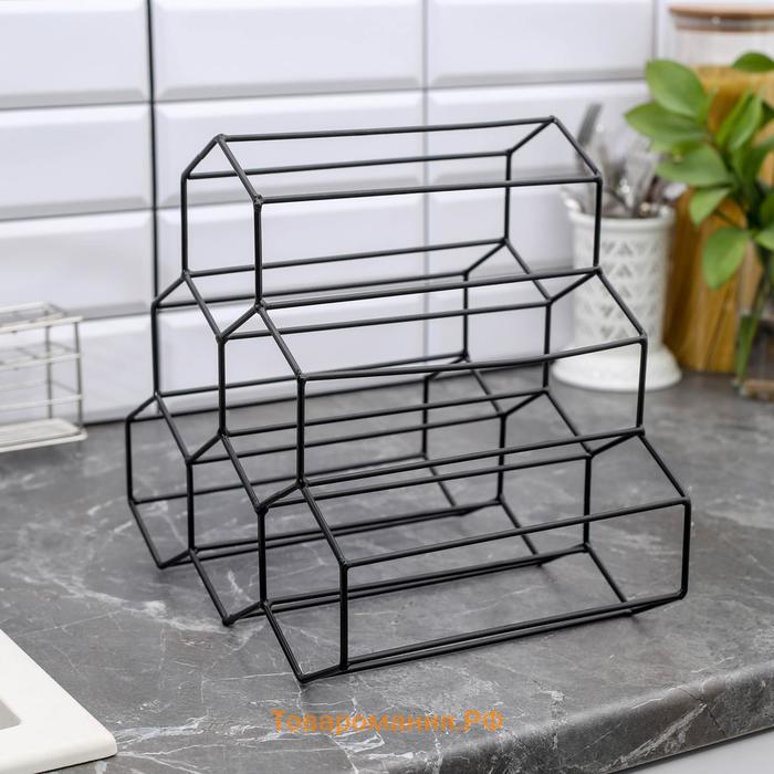 Подставка для бутылок  «Соты», 28.5×27.4×21 см, чёрная