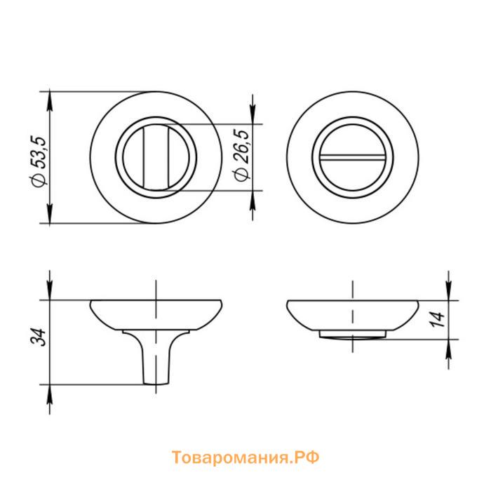 Ручка поворотная BK6 ZR SN/CP-3, цвет матовый никель, хром