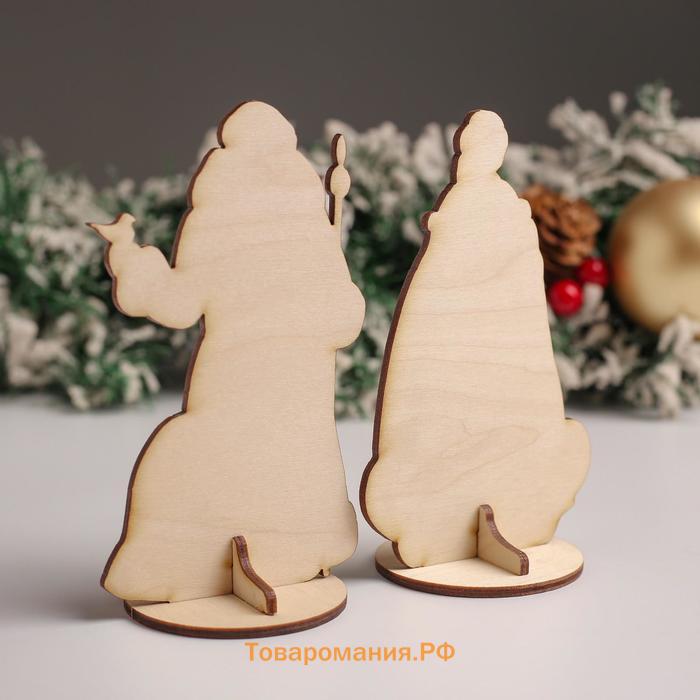 Сувенир "Дед Мороз с птичкой+Снегурочка с зайчиком", 7,5х13х6 см