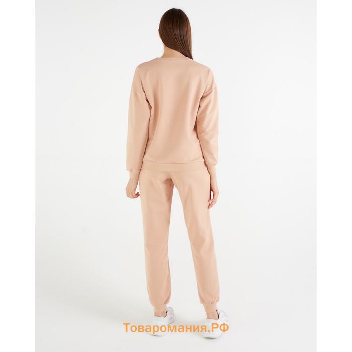 Костюм женский (свитшот, брюки) MINAKU: Casual Collection цвет бежевый, размер 42
