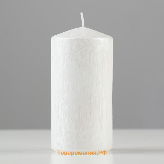 Свеча - цилиндр "Винтаж", 5х10 см, белый перламутр