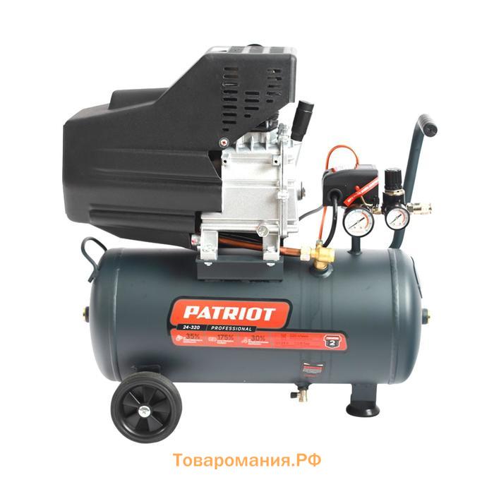 Компрессор масляный Patriot Professional EURO24-320, 2 кВт, 8 бар, 320 л/мин, 24 л, "елочка"