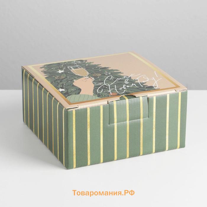 Коробка подарочная новогодняя складная «Сияй», 15 х 15 х 7 см, Новый год