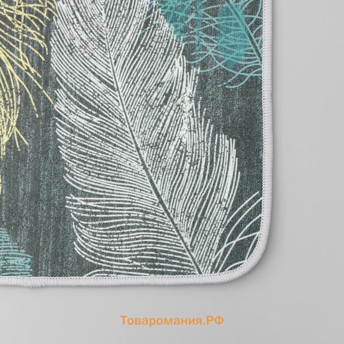 Коврики для ванной и туалета  «Пёрышки», 2 шт., 50×80 см, 50×40 см, форма МИКС